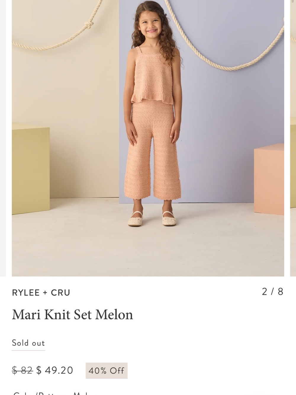 Rylee + Cru Kids Knit Matching Set in Melon (sold out online) size 6-7, 10-11